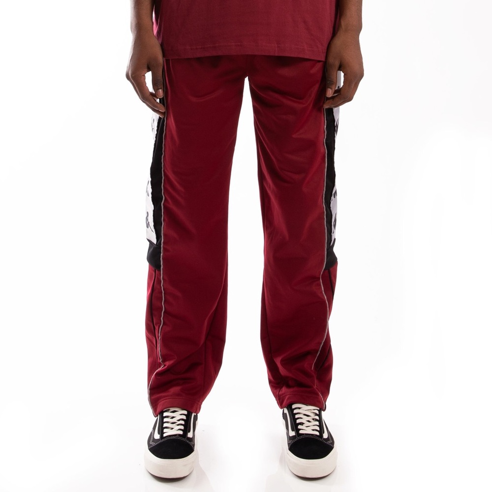 KAPPA 10 ARPAN RED BORDEAUX BLACK TRACKPANTS